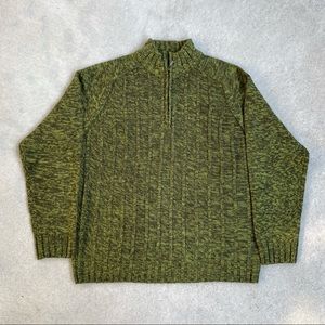 Green Pattern 1/4 Sweater - size L